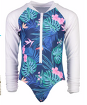 Blue Triopical Long Sleeve Swimsuit